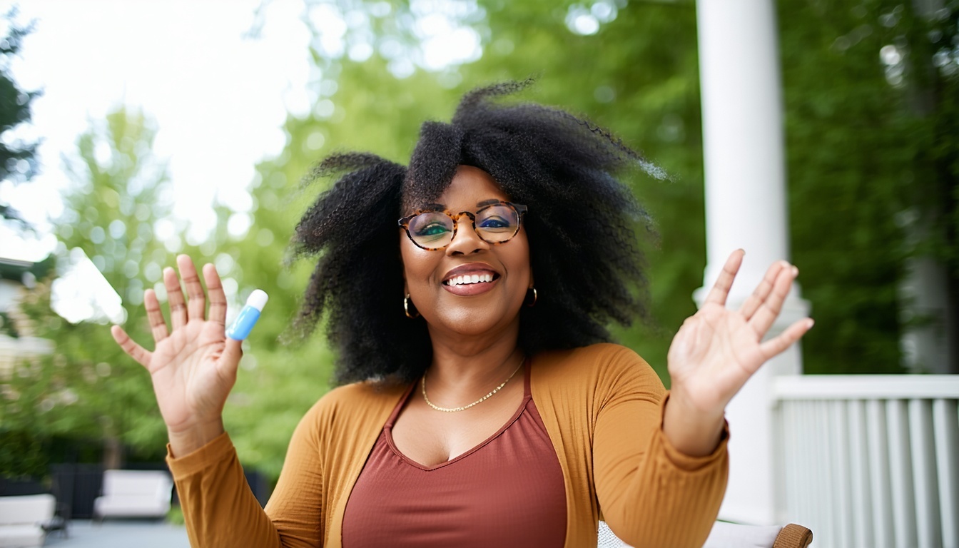 Client celebrating freedom from medication